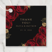 Moody Black Burgundy Roses Wedding  Geschenkanhänger (Vorderseite)