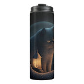Moody Black Cat by House @ Night - Thermal Tumbler Thermosbecher (Vorderseite)