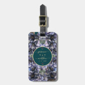 Moody Black Floral Classic Couple Names Wedding Gepäckanhänger (Vorderseite vertikal)