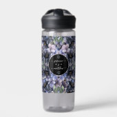 Moody Black Floral Classic Couple Names Wedding Trinkflasche (Vorderseite)