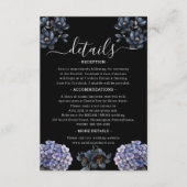 Moody Black Floral Classic Script Wedding Details Begleitkarte (Vorderseite)