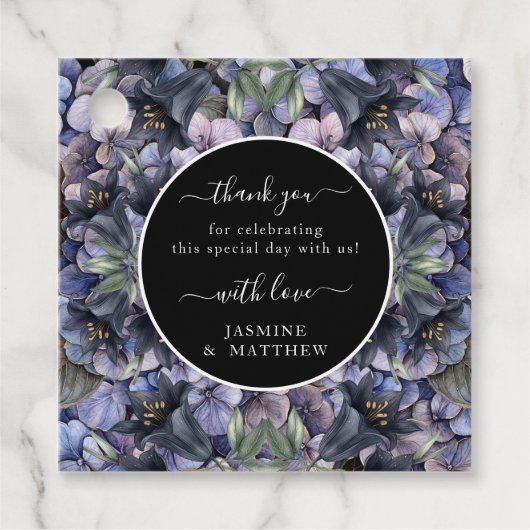 Moody Black Floral Classic Thank You Chic Wedding Geschenkanhänger (Vorderseite)