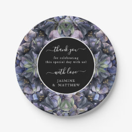 Moody Black Floral Classic Thank You Chic Wedding Pappteller