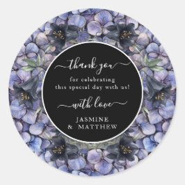 Moody Black Floral Classic Thank You Chic Wedding Runder Aufkleber