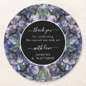 Moody Black Floral Classic Thank You Chic Wedding Runder Pappuntersetzer (Vorderseite)