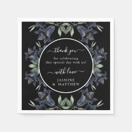 Moody Black Floral Classic Thank You Chic Wedding Serviette