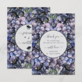 Moody Black Floral Classic Watercolor Chic Wedding Dankeskarte (Vorne/Hinten)