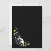 Moody Black Floral Hochzeitsempfang Einladung (Rückseite)
