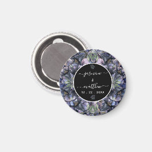 Moody Black Floral Klassische Paar-Namen Hochzeit Magnet