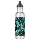 Moody Black Floral on Turquoise Monogram Edelstahlflasche (Rechts)