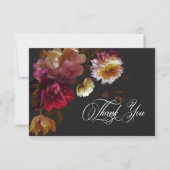 Moody Black Floral Painterly Red Burgundy Wedding Dankeskarte (Vorderseite)