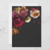 Moody Black Floral Painterly Red Burgundy Wedding Einladung (Rückseite)