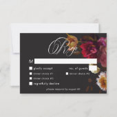Moody Black Floral Painterly Red Burgundy Wedding RSVP Karte (Vorderseite)