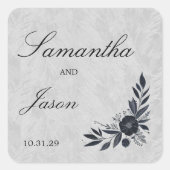 Moody Black Floral Quadratischer Aufkleber (Vorderseite)