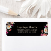 Moody Black Floral Return Address Label (Insitu)