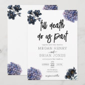 Moody Black Floral Till Death Do Us Part Wedding Einladung (Vorne/Hinten)