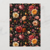 Moody Black Floral Wedding Details Eintrittskarte Begleitkarte (Rückseite)