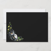 Moody Black Floral Wedding Save The Date (Rückseite)