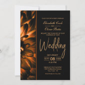 Moody Black Gold Floral Wedding Einladung (Vorderseite)