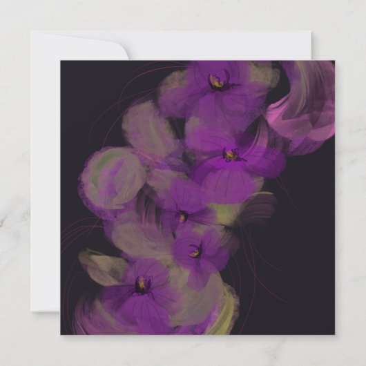 Moody Black Lila Orchids Wreath Brautparty Einladung (Rückseite)