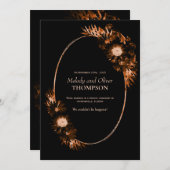 Moody Black mit Burnt Orange Floral Post Wedding Ankündigung (Vorne/Hinten)