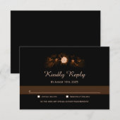 Moody Black mit Burnt Orange Floral Wedding RSVP Karte (Vorne/Hinten)