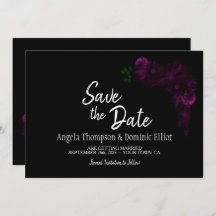 Moody Black mit Pink Floral Wedding Save the Date