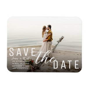 Moody Black Overlay Foto Save the Date Hochzeit Magnet