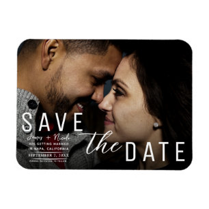 Moody Black Overlay Foto Save the Date Hochzeit Magnet