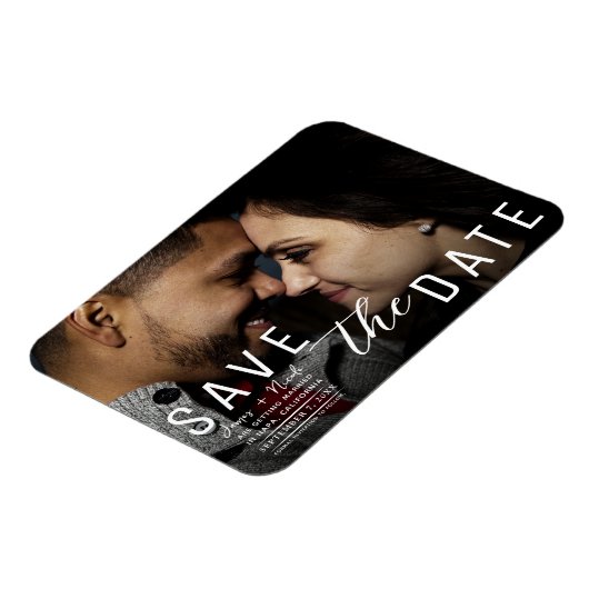 Moody Black Overlay Foto Save the Date Hochzeit Magnet (Linke Seite)