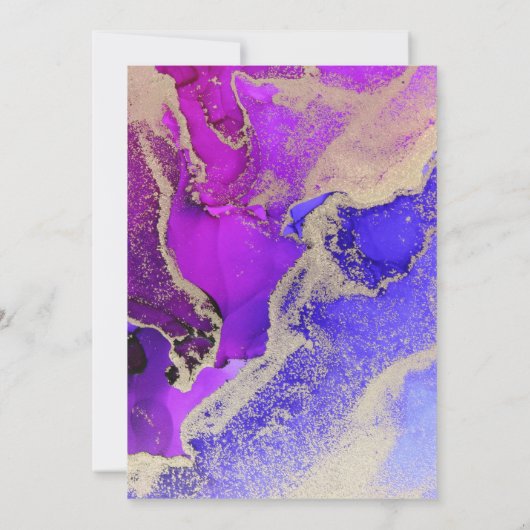 Moody Black Pink Gold Lila Abstrakte Hochzeit Save The Date (Rückseite)