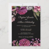 Moody Black Purple Flowers Einladung zur Hochzeit (Vorderseite)