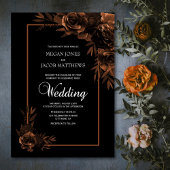 Moody Black und Sepia Floral Wedding Einladung