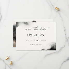 Moody Black Watercolor Minimalistische Hochzeitssz Save The Date