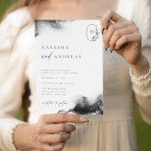 Moody Black Watercolor Wedding Einladung