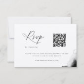 Moody Black Watercolor Wedding QR Code RSVP Card Karte (Vorderseite)