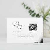 Moody Black Watercolor Wedding QR Code RSVP Card Karte (Stehend Vorderseite)