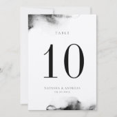 Moody Black Watercolor Wedding Tischnummer Card (Vorderseite)