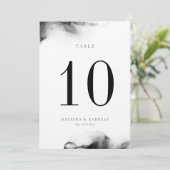 Moody Black Watercolor Wedding Tischnummer Card (Stehend Vorderseite)
