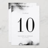 Moody Black Watercolor Wedding Tischnummer Card (Vorne/Hinten)