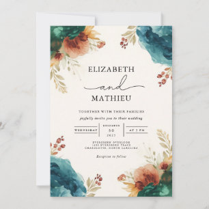 Moody Bloom Floral Wedding Einladung