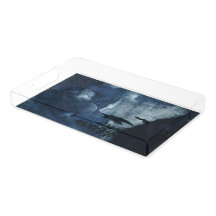Moody Blue Aquarellmond Goddess Kaninchen