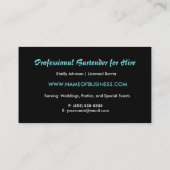 Moody Blue Beverage Splash Edgy Events Barkeeper Visitenkarte (Rückseite)