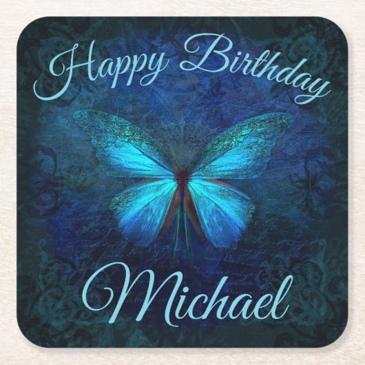 Moody Blue Butterfly Paper Untersetzer (Vorderseite)