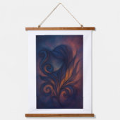 Moody Blue & Copper Abstract Botanicals Wandteppich Mit Holzrahmen (Vorderseite)
