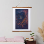 Moody Blue & Copper Abstract Botanicals Wandteppich Mit Holzrahmen (Schlafzimmer)