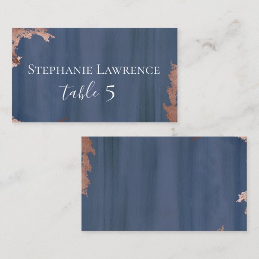 Moody Blue Copper Wedding Platzkarte (Vorne/Hinten)