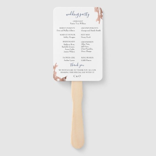 Moody Blue Copper Wedding Program Fächer (Rückseite)