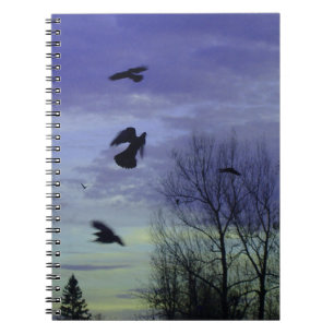Moody Blue Crows Sky Notizblock