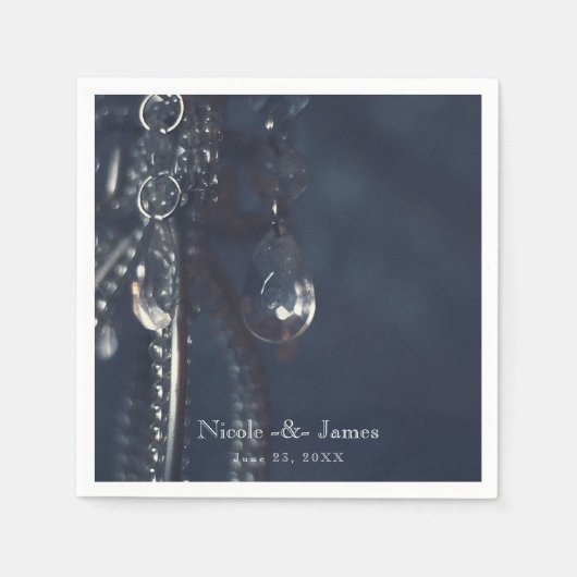 Moody Blue Crystal Chic Hochzeitsempfang Serviette (Vorderseite)